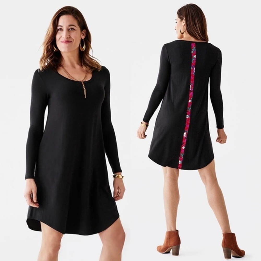 Matilda Jane Moments With You Paint it Black Long Sleeve Knit Dress Small